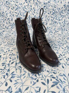 SANTANA CANADA Womens Size 7 Brown Leather Lace Up Ankle Boots Booties